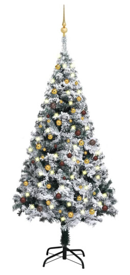 vidaXL Kunstig juletre med LED og kulesett 180 cm PVC grønn