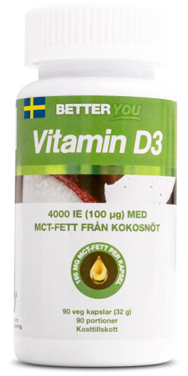 Better You Vitamin D3 4000 IE + Kokosolja 90 st Better You Vitamin D3 4000 IE + Kokosolja 90 st