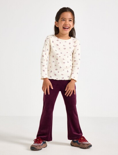 Lindex Solid Flared Leggings In Velour Purple 128