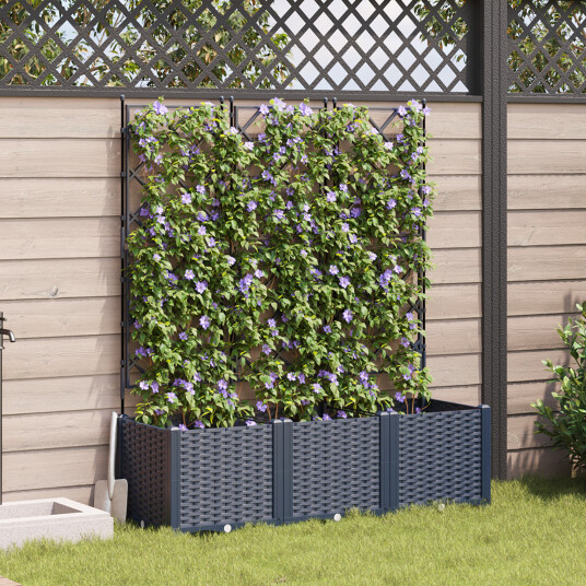 hageplanter med klatrestativ 3 stk Grå 120x40x143 cm hageplanter med klatrestativ 3 stk Grå 120x40x143 cm