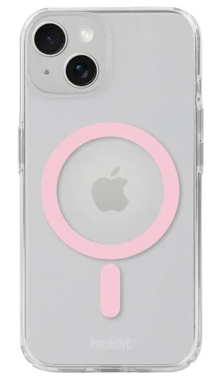 Holdit iPhone 15 / 14 / 13 MagSafe Deksel - Transparent / Pink