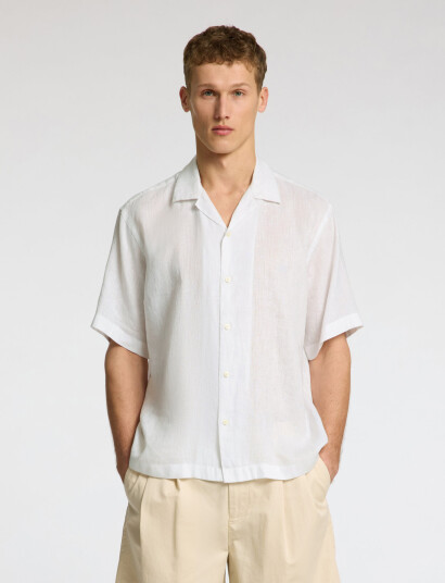 Selected Slhrelaxkylian Mix Ss Shirt Resort - White - L