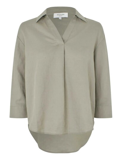 Rosemunde Rwesther Linen 3/4 Sleeve Shirt Khaki green 34 Rosemunde Rwesther Linen 3/4 Sleeve Shirt Khaki green 34