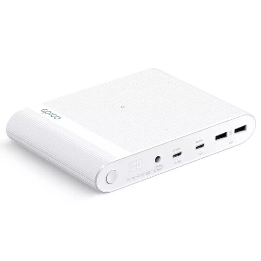 Epico Multi Powerbank m. USB-C, USB-A, DC + Billader 26800 mAh Hvit