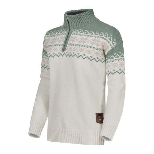 Gridarmor Women"s Snøkrystall Half Zip Ullgenser White/green/beige XL Gridarmor Women"s Snøkrystall Half Zip Ullgenser White/green/beige XL