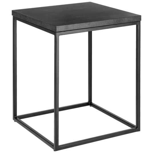 VEGA Sidebord Deven kvadratisk laminat; 40x40x50 cm LxBxH; Bordplate Stengrå Ramme Svart; Kvadratisk