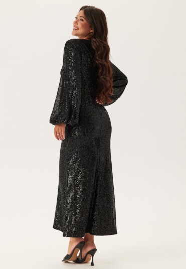 Bubbleroom Occasion Long Sleeve Sequin Ankle Dress