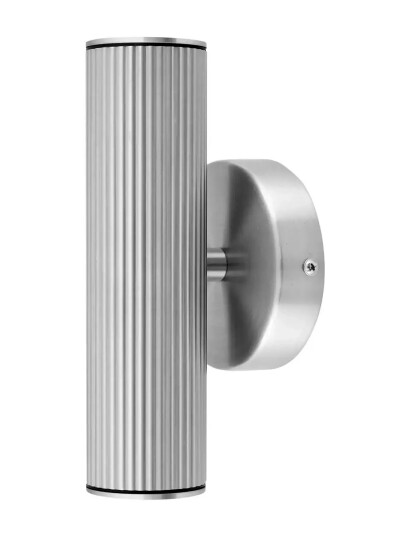 Globen Lighting Wall Lamp Hubble Up/Down Ip44 Facade Lighting Brushed Steel Silver 10X10X21CM