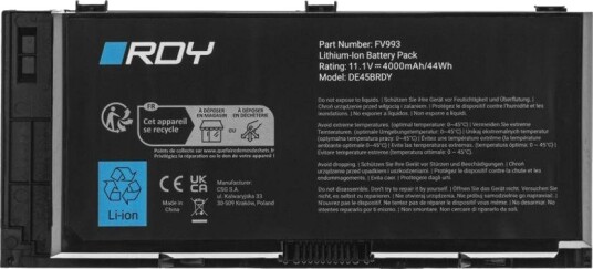 Green Cell-Batteri Rdy Fv993 ... Til Dell Precision M4600/M4700/M4800/M6600/M6700/M6800 DE45BRDY