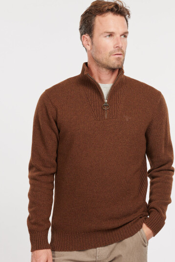 Barbour Barbour Essential Lambswool Half Zip Knit - Brown - M