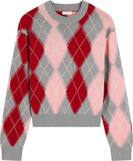 Tommy Hilfiger Argyle Prep C Nk Swt Pink XS