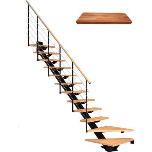 Dolle Sydney L trapp Svart 9005 style 6 oljeret Eik 85 11   Loddret Høyde 222 270cm