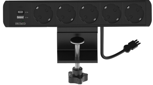 DELTACO OFFICE On-desk Outlet 5 outlets 1x21W A+C USB GST18 cable