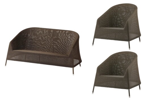 Cane-line Kingston sofagruppe 2-seter sofa & 2 lenestoler Brun