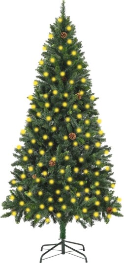 vidaXL Kunstig juletre med LED og furukongler grønn 210 cm vidaXL Kunstig juletre med LED og furukongler grønn 210 cm