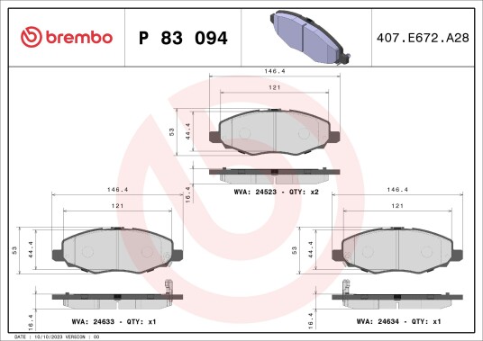 Bremseklosser BREMBO P 83 094 Bremseklosser BREMBO P 83 094