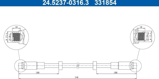 ATE 24.5237 0316.3 Bremseslange