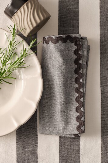 Ellos Home   Servietter Ramona Uni Zigzag 4 pakning   Brun
