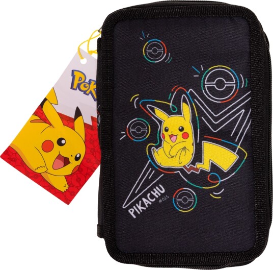 Pokémon Dobbelt Neon Pennal m/ skrivesaker - Pikachu Pokémon Dobbelt Neon Pennal m/ skrivesaker - Pikachu