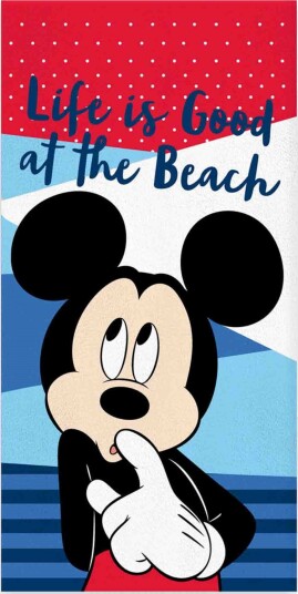 Licens Badehåndkle   Mickey Mouse håndkle   Life Is Good At The Beach   70x140 cm   100% myk bomull