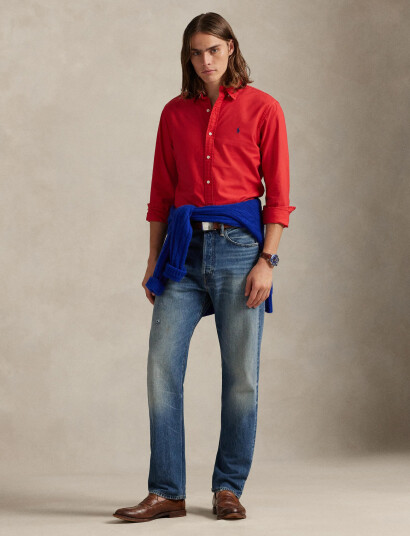 Polo Ralph Lauren Slim Fit Garment-Dyed Oxford Shirt - Red - S