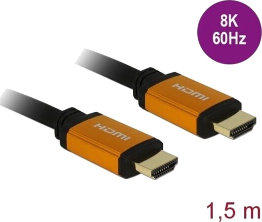 Delock 1,5 m HDMI-kabel med 8K-støtte og gullforbindelse Delock 1,5 m HDMI-kabel med 8K-støtte og gullforbindelse