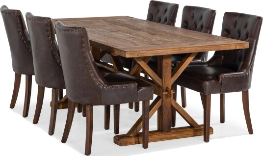 Lyon Forlengningsbar Spisegruppe 200 cm med 6 Tuva Stol - Natur/Brun
