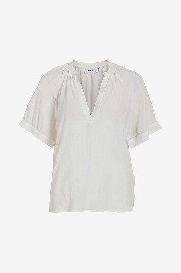 Vila - Bluse viFulia V-neck S/S Top/r - Beige
