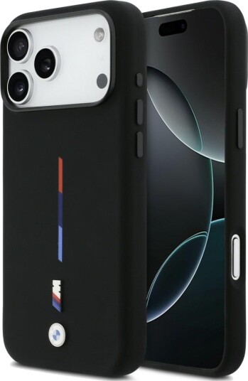 BMW M Silicon Tricolor Line MagSafe-etui til iPhone 17 Pro Max Svart