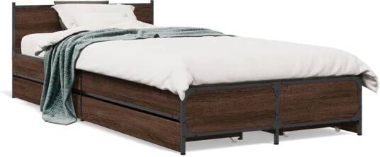 Sengeramme med skuffer brun eik 100x200 cm konstruert tre 8721102611568
