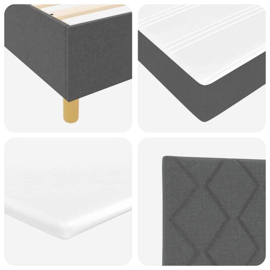  Box Spring Seng med Madrass Mørkegrå 160x200 cm Stof
