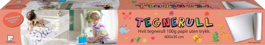 Tegnepapirrull hvit,100g 6m x 30cm