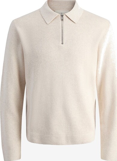 Jack & Jones Langermet pologenser Jprblamilano Stitch Knit Zip Polo S Hvit