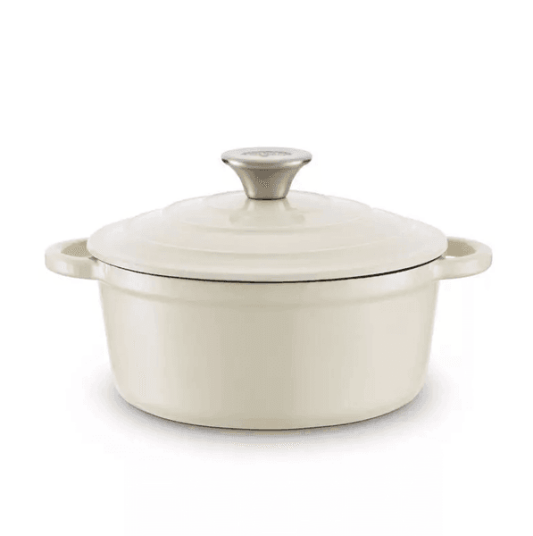 BARBARY&OAK Rund Støpejernsgryte, 20cm, Kremhvit, 2 liter