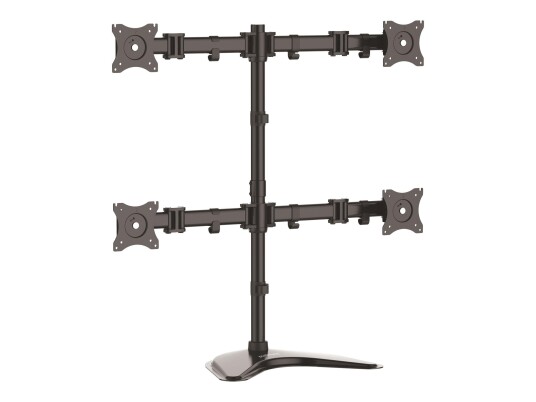 StarTech Quad Monitor Stand - Articulating - Supports Monitors 13" to 27" - Adjustable VESA Four Monitor Stand for 4 Screen Setup - Steel - Black
