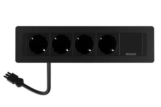 DELTACO OFFICE Recessed Outlet Box,4 outlets,GST18 in,end cap out