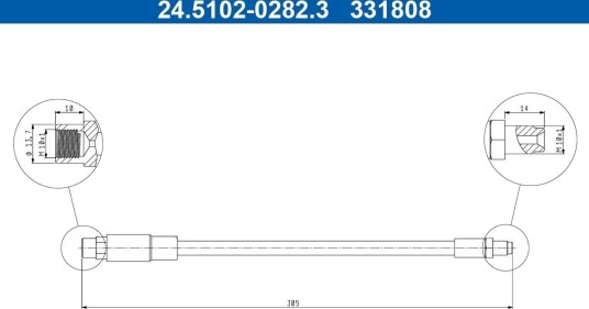 Bremseslange ATE 24.5102 0282.3 Bremseslange ATE 24.5102 0282.3
