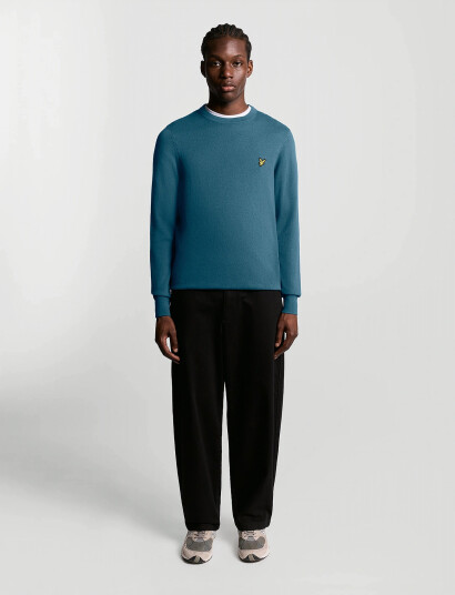 Lyle & Scott Cotton Merino Crew Neck Jumper - Blue - XS Lyle & Scott Cotton Merino Crew Neck Jumper - Blue - XS