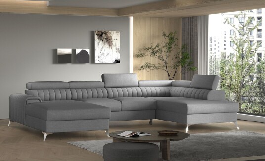 Kamran Sovesofa m. Divan og Sjeselong med Oppbevaring Grå Kamran Sovesofa m. Divan og Sjeselong med Oppbevaring Grå