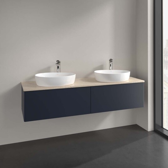 Villeroy & Boch  Antao Servantskap med 2 skuffer 160x50x36 cm m/lys Blå Matt/Crème