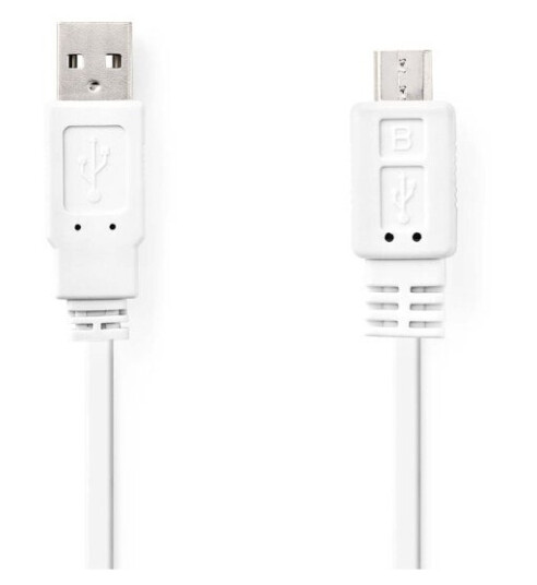Nedis USB-kabel | USB 2.0 | USB-A Han | USB Micro-B Han | 480 Mbps | Nikkel belagt | 1.00 m | Flatt | PVC | Hvit | Konvolutt