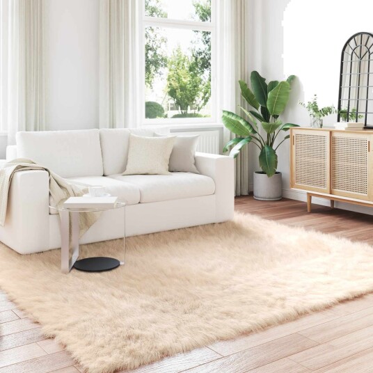  Faux Skinnmatte Tafalla Beige 240 x 240 cm Polyester