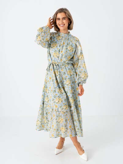 Y.A.S Matira Long Sleeve Long Dress Blå 34