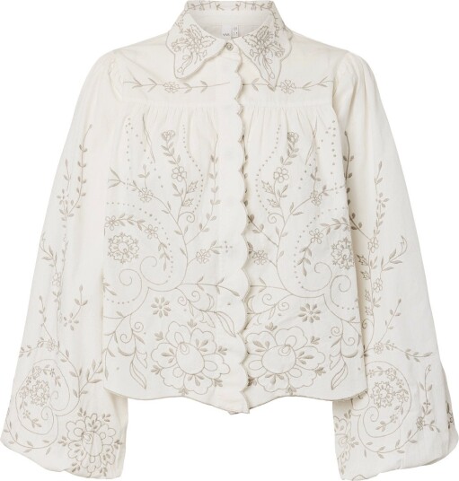 YAS Yasgreya Ls Embroidered Shirt   Story   White   40