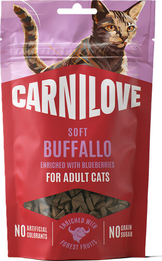 Carnilove Kattemat Soft Snack med Buffalol og Blåbær 50 g