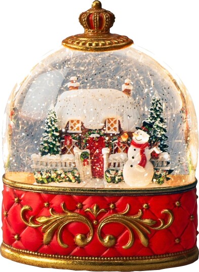 Konstsmide - B/O Vannlykt med julenisse og landsby, 20 cm, LED - Rød