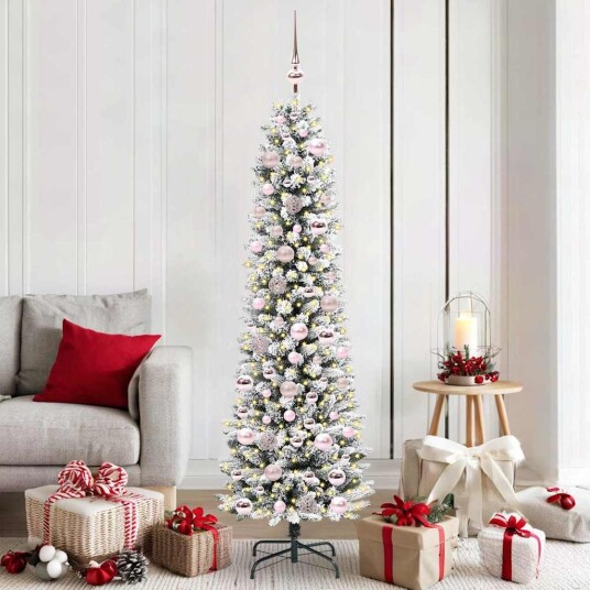 Kunstig juletre Grønn og hvit 180 cm PVC og Metall og Plast Kunstig juletre Grønn og hvit 180 cm PVC og Metall og Plast