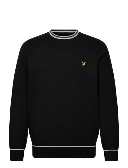 Lyle & Scott Tipped Knitted Crew Neck Jumper Black L Lyle & Scott Tipped Knitted Crew Neck Jumper Black L
