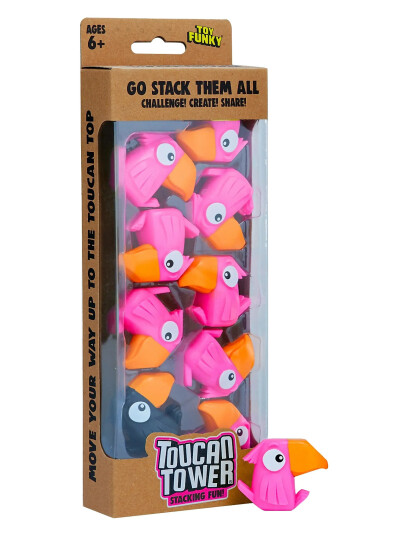 Funhouse Games Tukan Tårn Spill - Rosa, Stabelbare Figurer for Barn