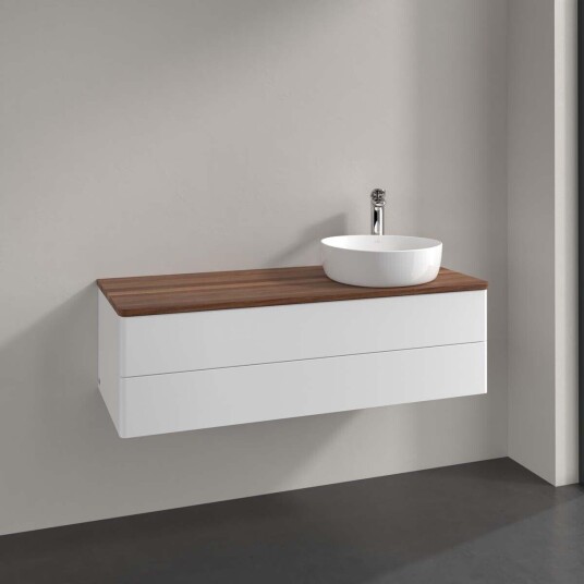 Villeroy & Boch Antao Servantskap med 2 skuffer 120x50x36 cm m/lys Hvit Matt/Valnøtt